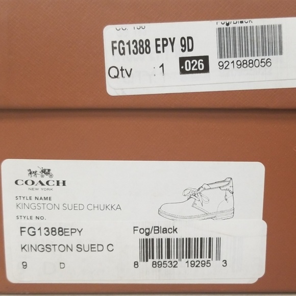 NWB Coach Kingston Suede Chukka Boot Fog Grey - Picture 8 of 8